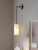 Monty Modern Alabaster Stone Wall Sconce Brass Indoor Light for Foyer and Kitchen