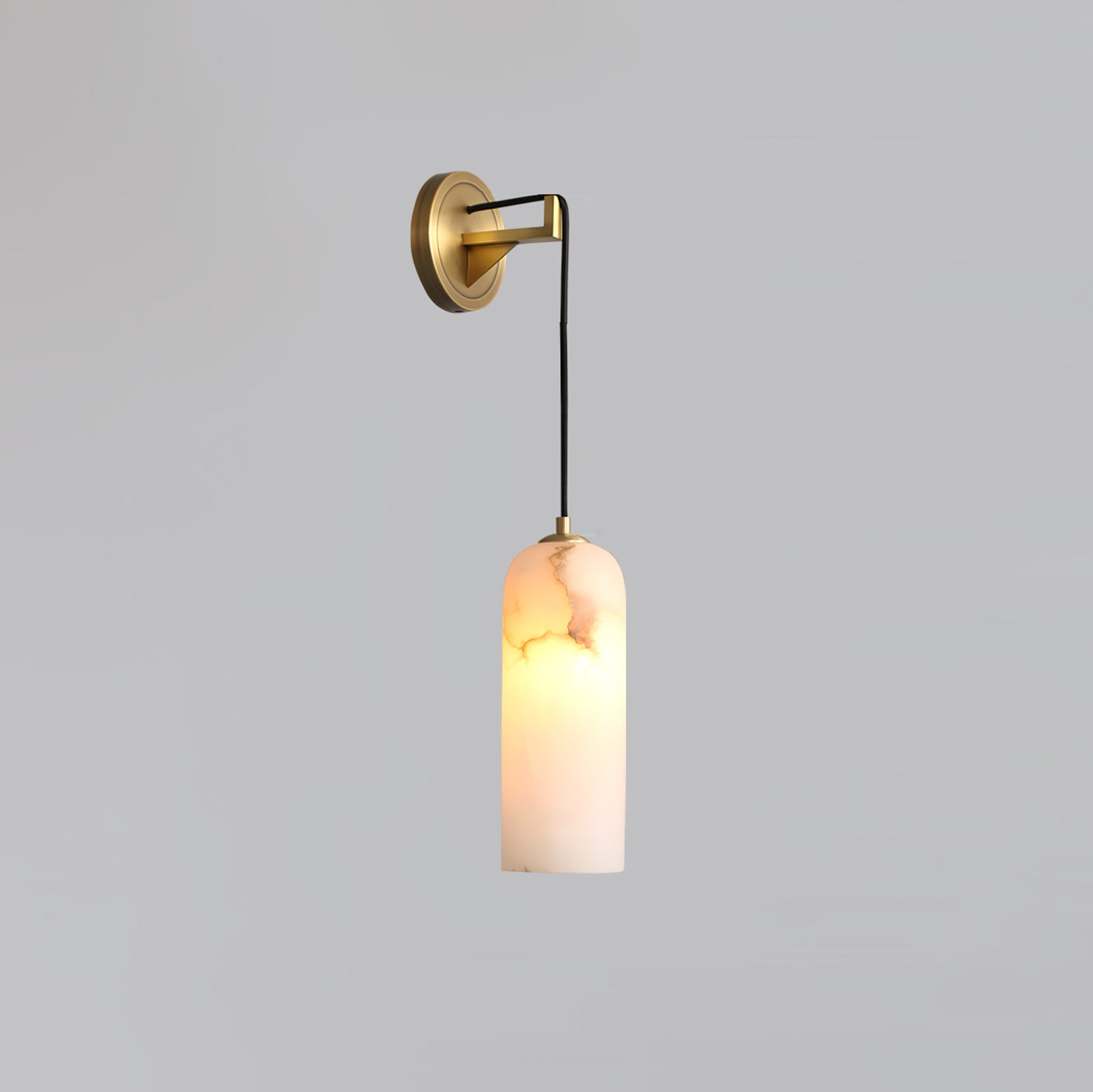 Monty Modern Alabaster Stone Wall Sconce Brass Indoor Light for Foyer and Kitchen