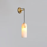 Monty Modern Alabaster Stone Wall Sconce Brass Indoor Light for Foyer and Kitchen