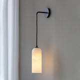 Monty Modern Alabaster Stone Wall Sconce Brass Indoor Light for Foyer and Kitchen