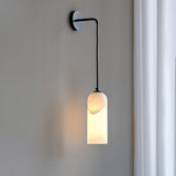 Monty Modern Alabaster Stone Wall Sconce Brass Indoor Light for Foyer and Kitchen
