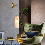 Monty Modern Alabaster Stone Wall Sconce Brass Indoor Light for Foyer and Kitchen