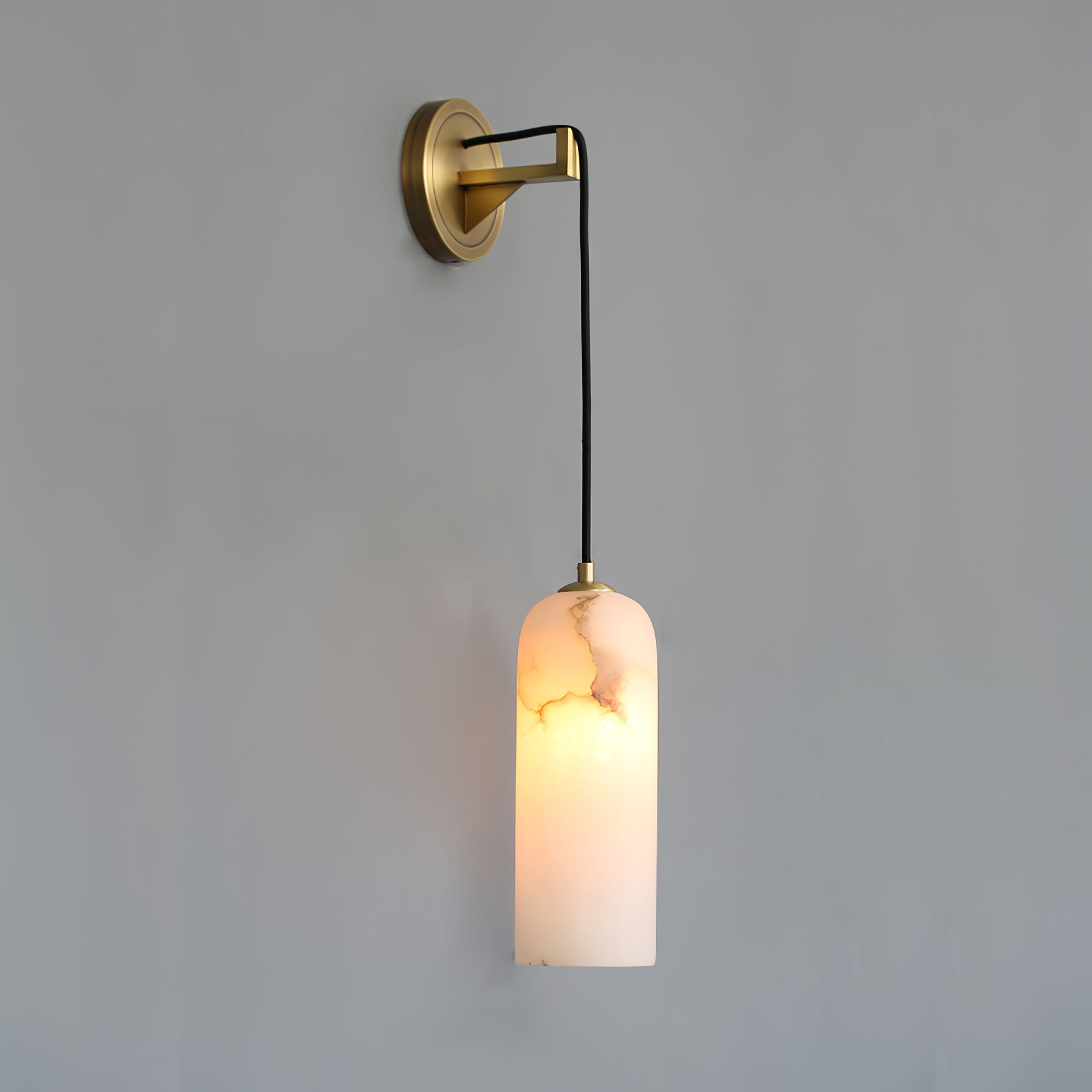Monty Modern Alabaster Stone Wall Sconce Brass Indoor Light for Foyer and Kitchen