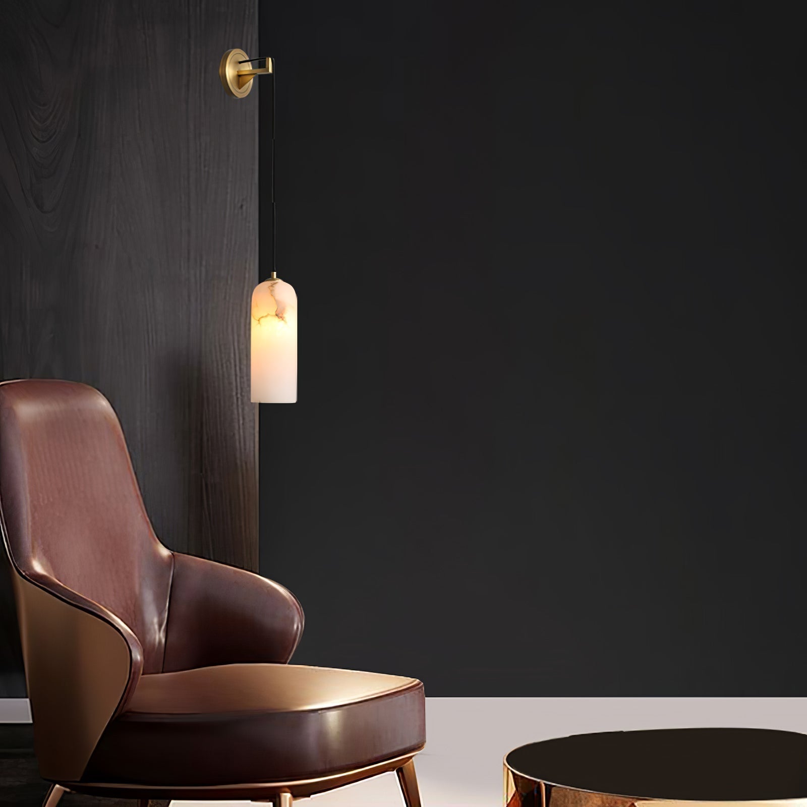 Monty Modern Alabaster Stone Wall Sconce Brass Indoor Light for Foyer and Kitchen