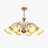 Morning Glory Blown Glass Chandelier with Copper Accents for Modern Living Spaces