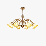 Morning Glory Blown Glass Chandelier with Copper Accents for Modern Living Spaces