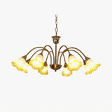 Morning Glory Blown Glass Chandelier with Copper Accents for Modern Living Spaces