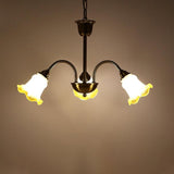 Morning Glory Blown Glass Chandelier with Copper Accents for Modern Living Spaces