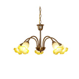 Morning Glory Blown Glass Chandelier with Copper Accents for Modern Living Spaces