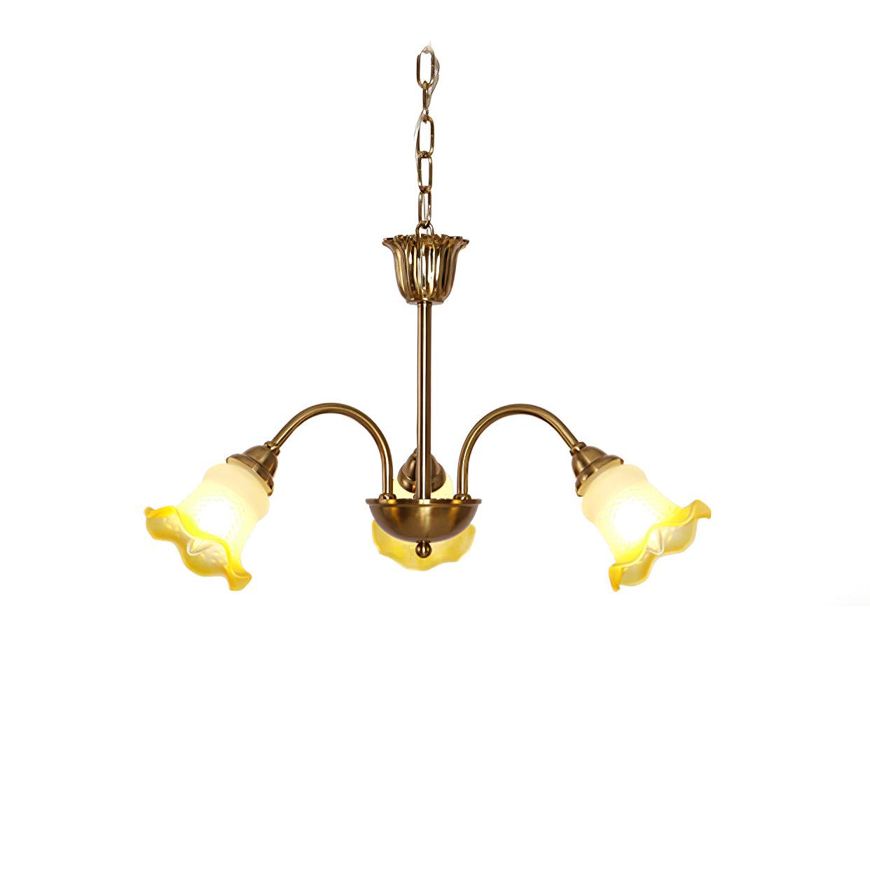 Morning Glory Blown Glass Chandelier with Copper Accents for Modern Living Spaces