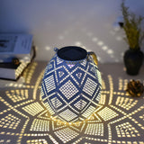 Moroccan Style Outdoor Solar Hanging Lantern White Hemp Rope LED Decorative Garden Light