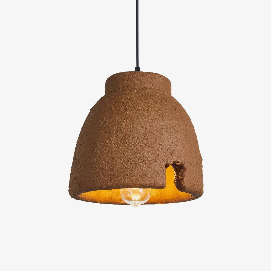 Morphe Amorphous Organic Textured Pendant Light Artistic Brown Oval Shape Hanging Lamp