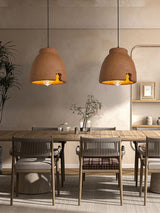 Morphe Amorphous Organic Textured Pendant Light Artistic Brown Oval Shape Hanging Lamp
