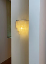 Mother of Pearl Shell Tiered Wall Sconce Light with Silver Finish Elegant Indoor Lighting Fixture