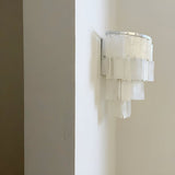 Mother of Pearl Shell Tiered Wall Sconce Light with Silver Finish Elegant Indoor Lighting Fixture