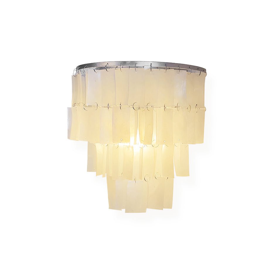 Mother of Pearl Shell Tiered Wall Sconce Light with Silver Finish Elegant Indoor Lighting Fixture