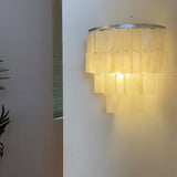 Mother of Pearl Shell Tiered Wall Sconce Light with Silver Finish Elegant Indoor Lighting Fixture
