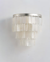 Mother of Pearl Shell Tiered Wall Sconce Light with Silver Finish Elegant Indoor Lighting Fixture