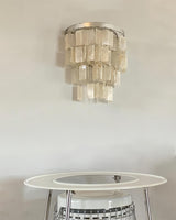 Mother of Pearl Shell Tiered Wall Sconce Light with Silver Finish Elegant Indoor Lighting Fixture