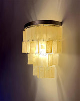 Mother of Pearl Shell Tiered Wall Sconce Light with Silver Finish Elegant Indoor Lighting Fixture