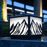 Mountain Silhouette Solar Fence Post Light Waterproof LED Outdoor Landscape Pillar Lamp Black