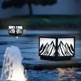 Mountain Silhouette Solar Fence Post Light Waterproof LED Outdoor Landscape Pillar Lamp Black