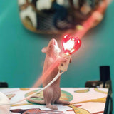 Resin Mouse Table Lamp Decorative Animal Sculpture Side Table Light for Bedside and Desk