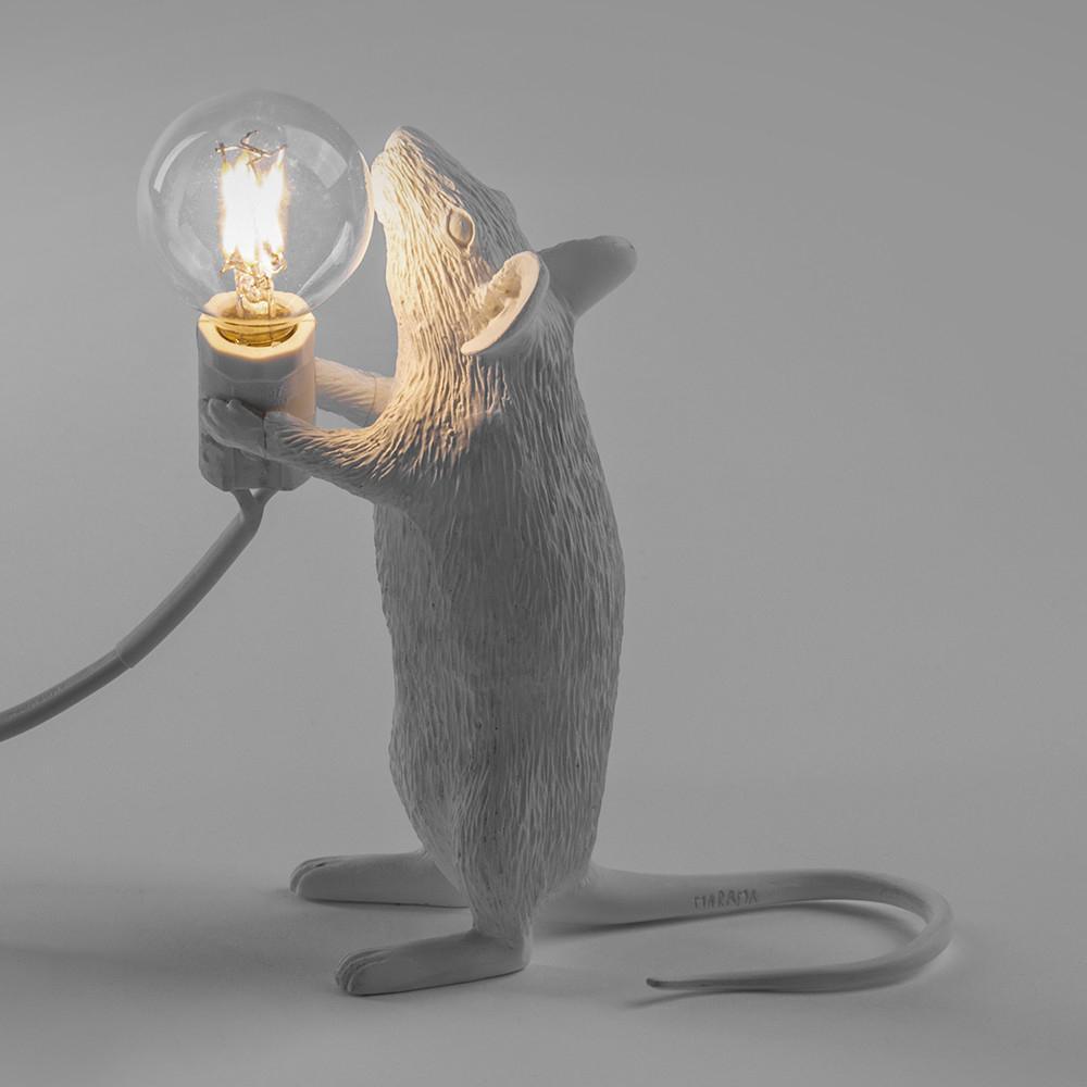 Resin Mouse Table Lamp Decorative Animal Sculpture Side Table Light for Bedside and Desk