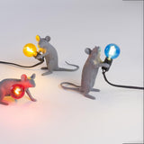 Resin Mouse Table Lamp Decorative Animal Sculpture Side Table Light for Bedside and Desk