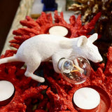 Resin Mouse Table Lamp Decorative Animal Sculpture Side Table Light for Bedside and Desk
