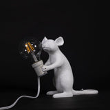 Resin Mouse Table Lamp Decorative Animal Sculpture Side Table Light for Bedside and Desk