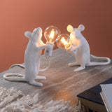 Resin Mouse Table Lamp Decorative Animal Sculpture Side Table Light for Bedside and Desk