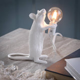 Resin Mouse Table Lamp Decorative Animal Sculpture Side Table Light for Bedside and Desk