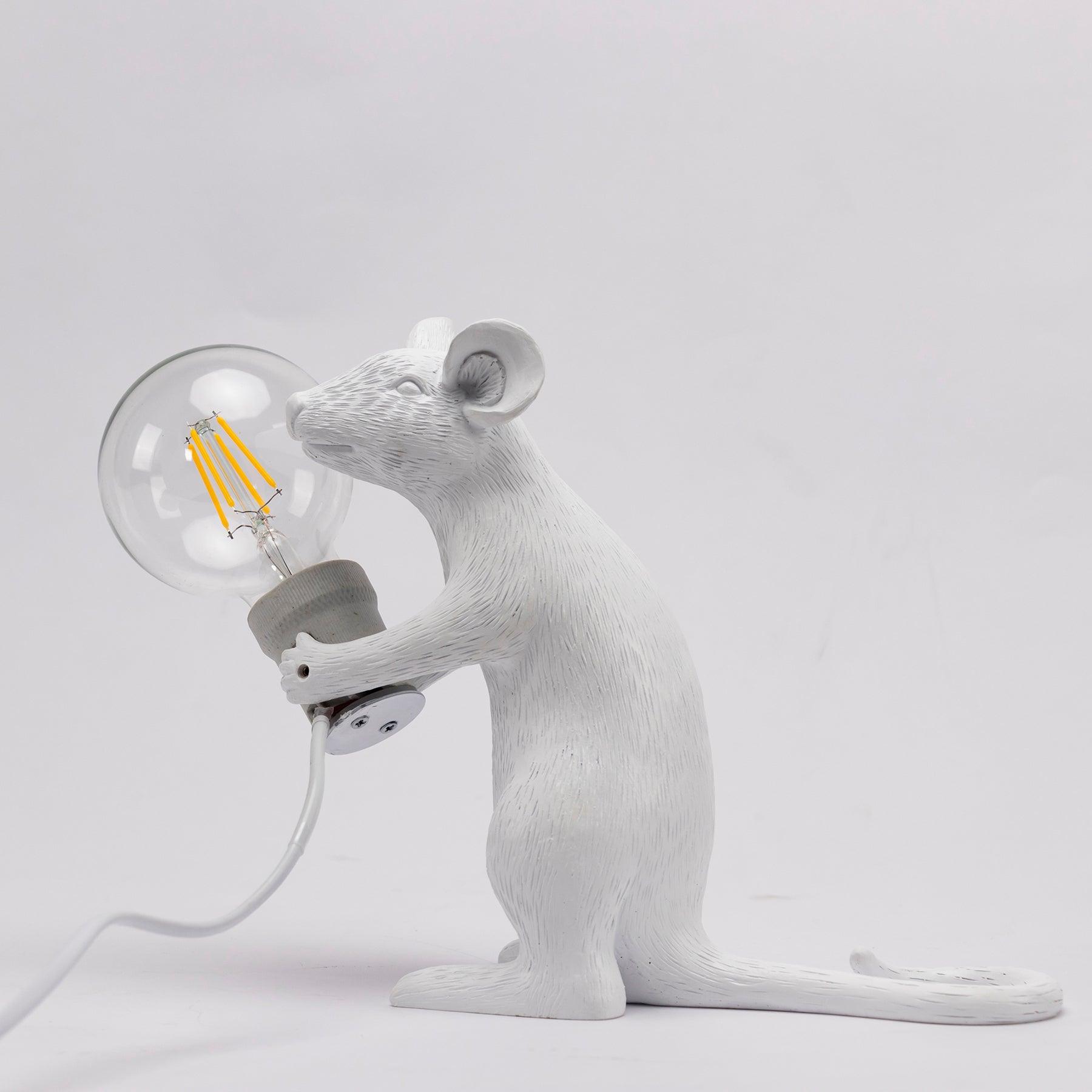 Resin Mouse Table Lamp Decorative Animal Sculpture Side Table Light for Bedside and Desk