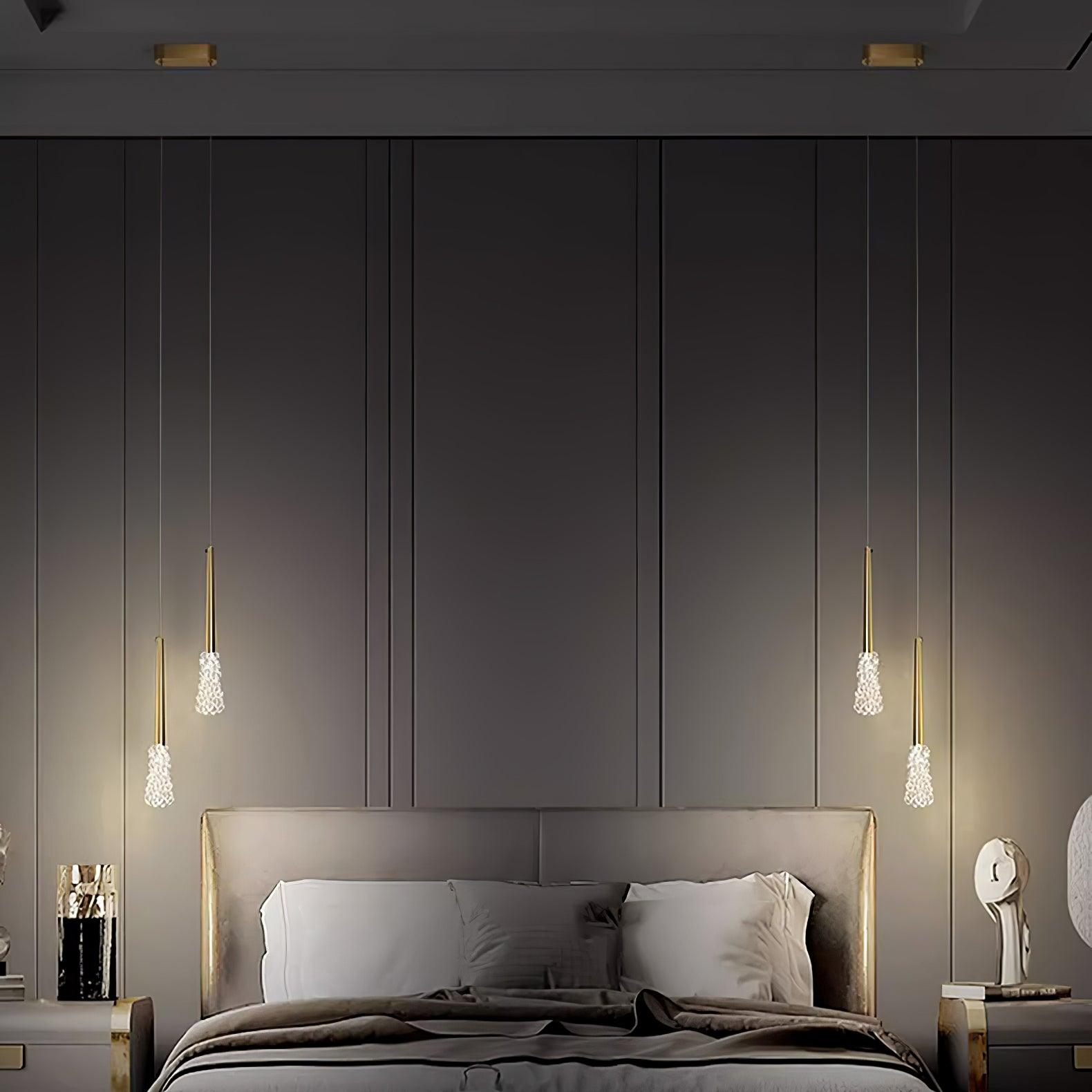 Mozzi Crystal Cylinder Pendant Light Luxury Gold Hanging Lamp for Modern Interiors