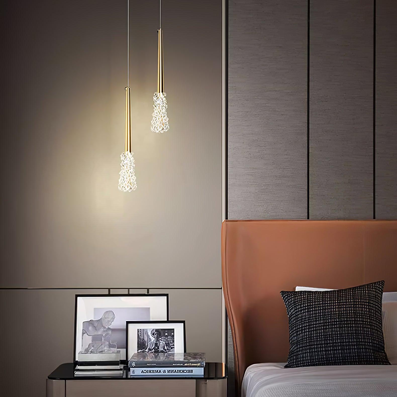 Mozzi Crystal Cylinder Pendant Light Luxury Gold Hanging Lamp for Modern Interiors