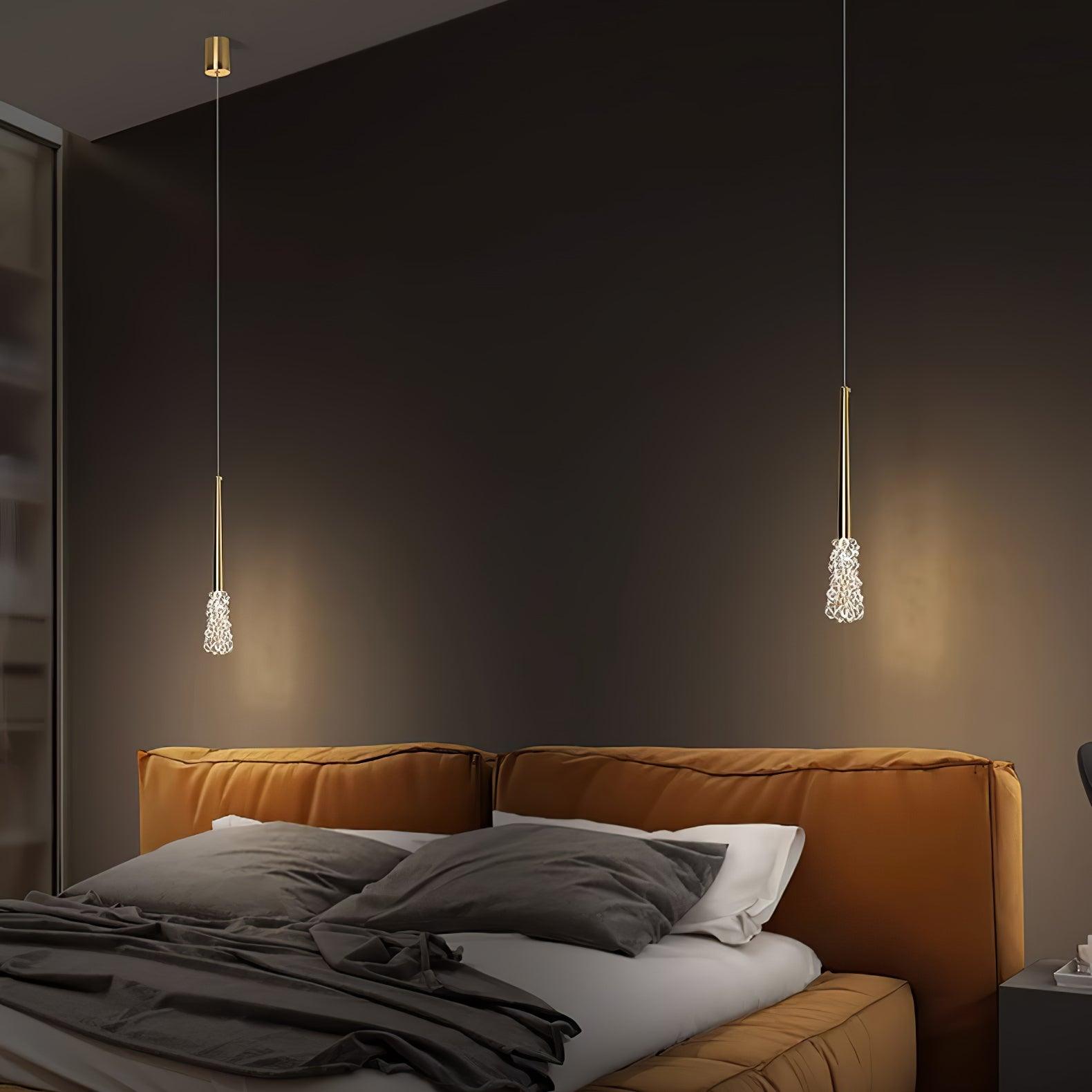 Mozzi Crystal Cylinder Pendant Light Luxury Gold Hanging Lamp for Modern Interiors