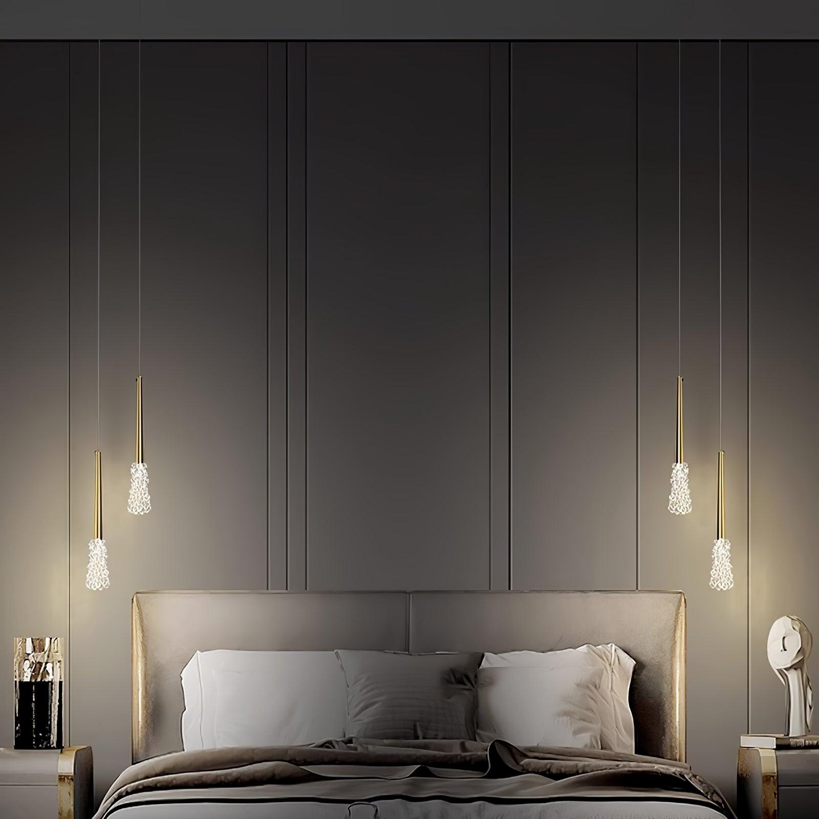 Mozzi Crystal Cylinder Pendant Light Luxury Gold Hanging Lamp for Modern Interiors