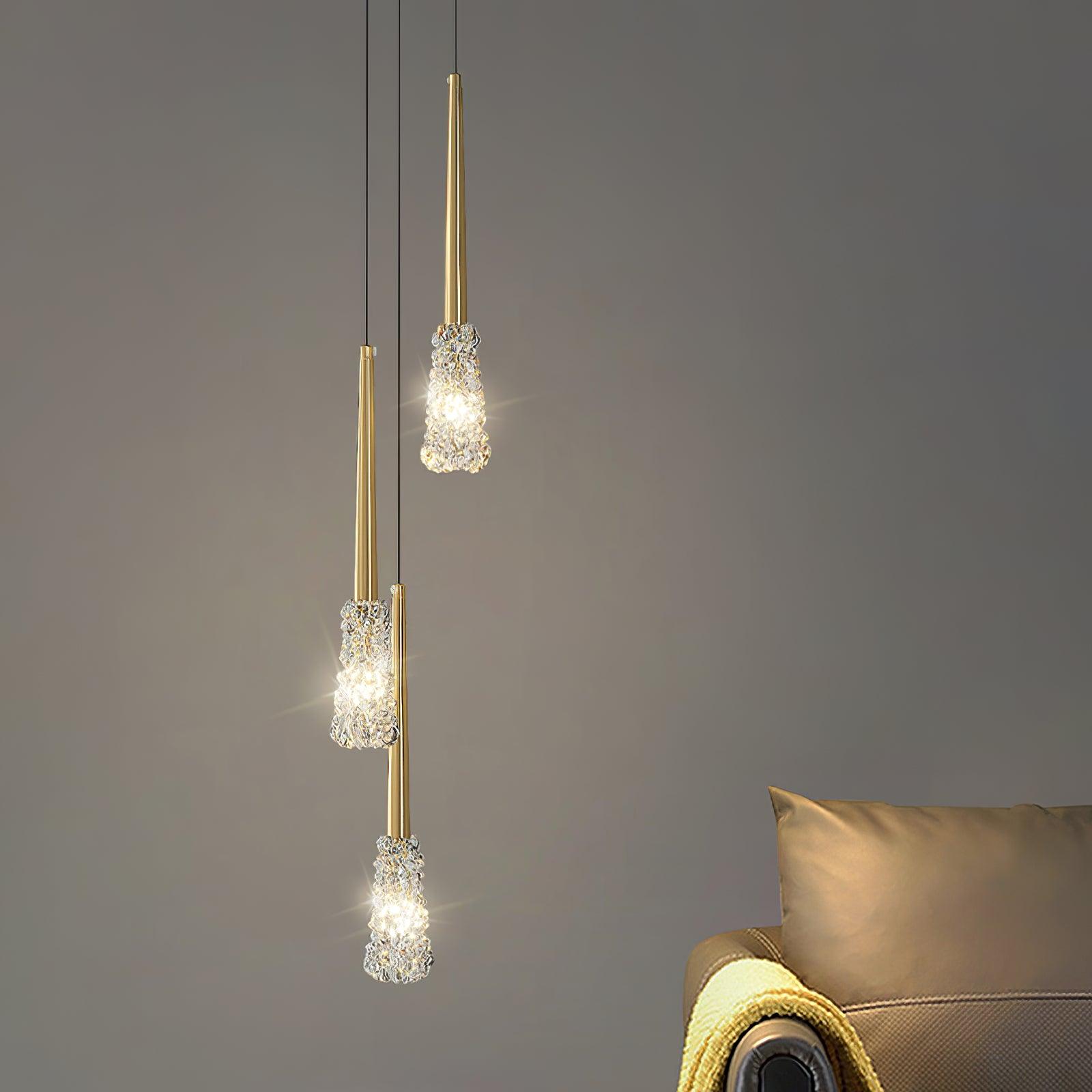 Mozzi Crystal Cylinder Pendant Light Luxury Gold Hanging Lamp for Modern Interiors