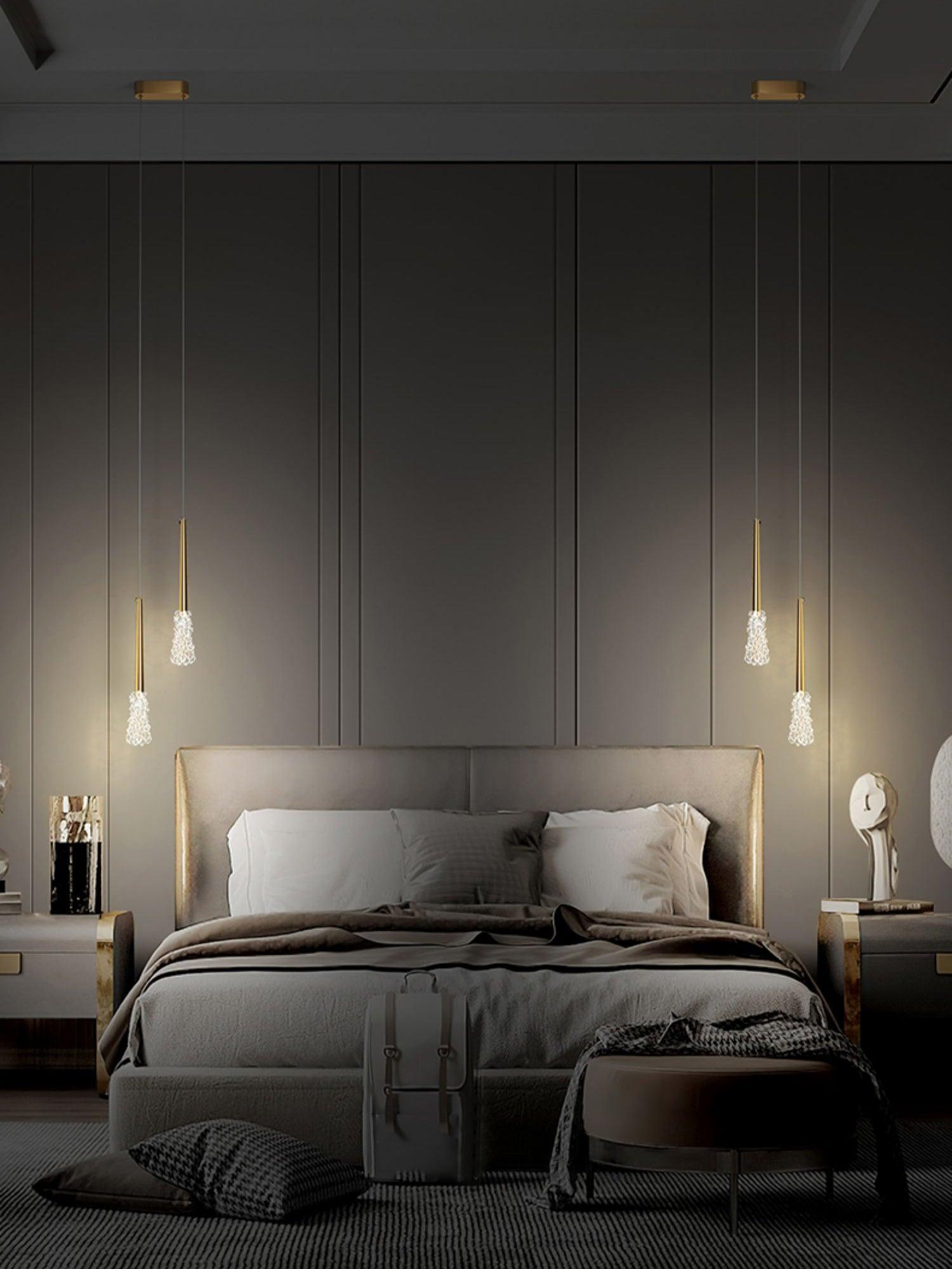 Mozzi Crystal Cylinder Pendant Light Luxury Gold Hanging Lamp for Modern Interiors