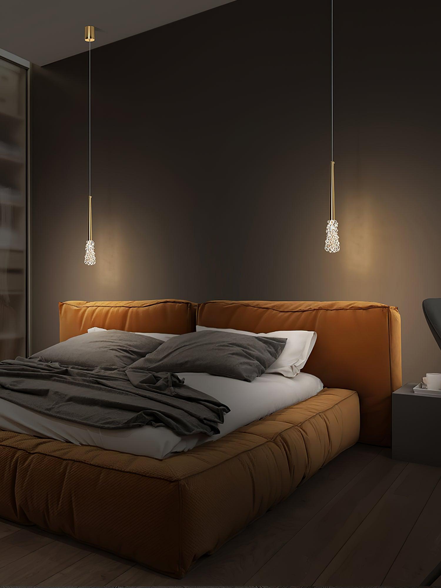 Mozzi Crystal Cylinder Pendant Light Luxury Gold Hanging Lamp for Modern Interiors