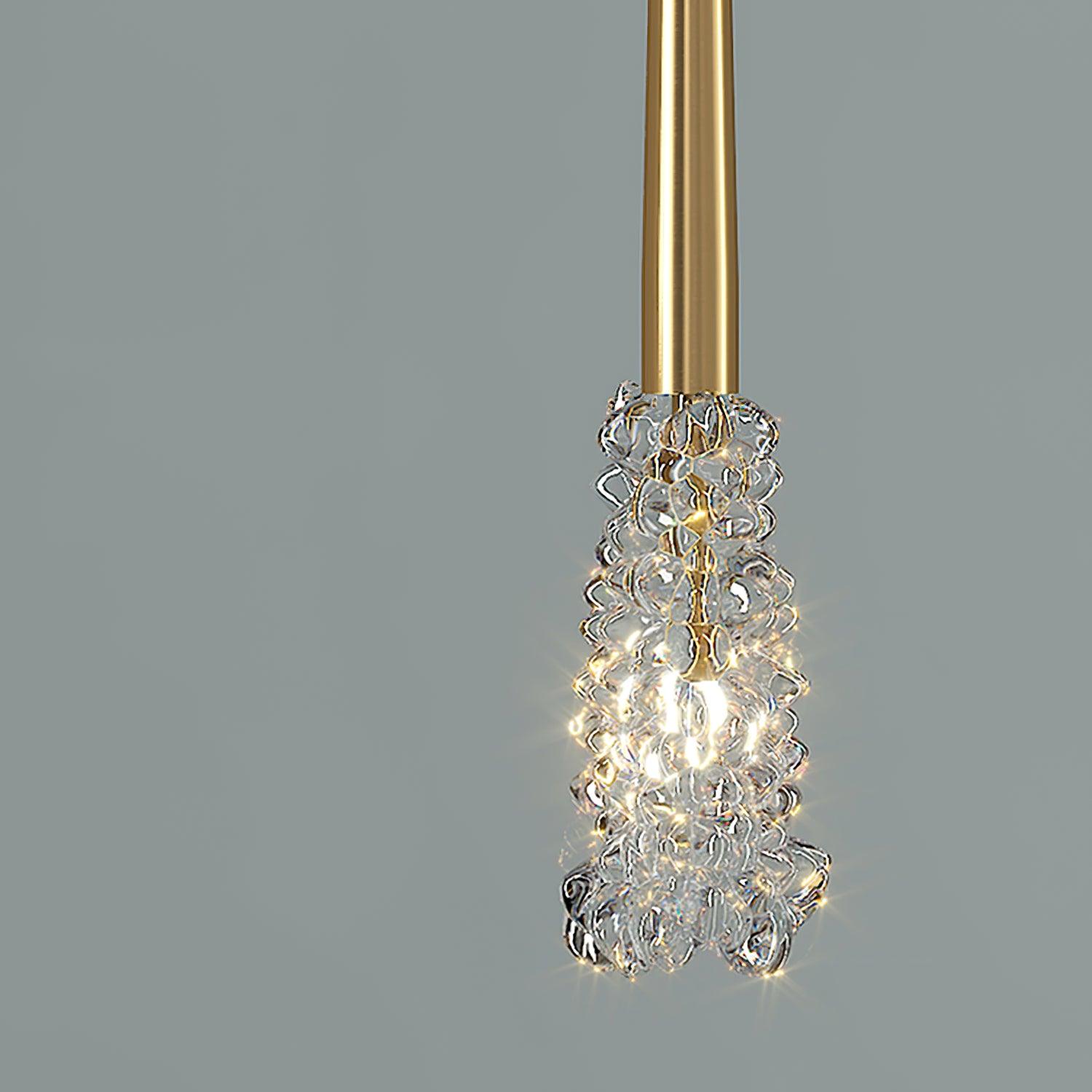 Mozzi Crystal Cylinder Pendant Light Luxury Gold Hanging Lamp for Modern Interiors
