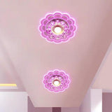 Modern Crystal Flower LED Flush Mount Ceiling Light for Entryway Kids Room and Hallway