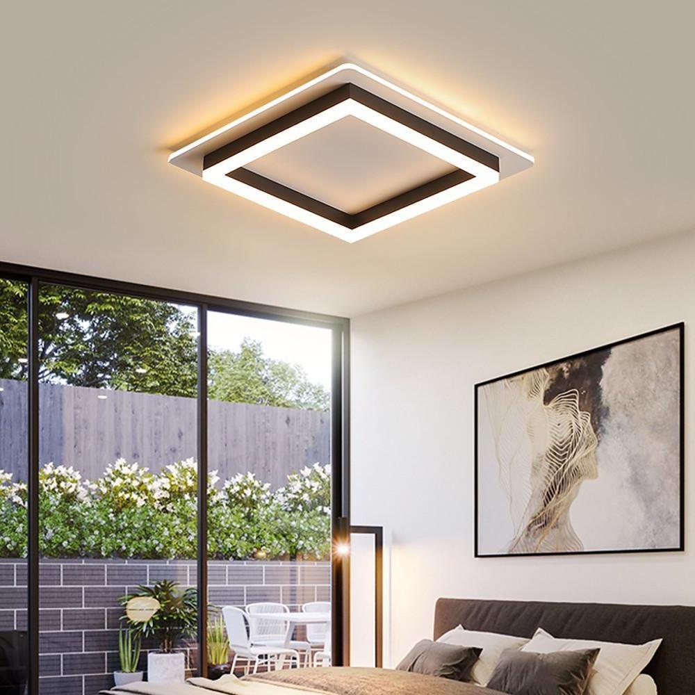 Modern Double Square LED Flush Mount Ceiling Light for Bedroom and Living Room