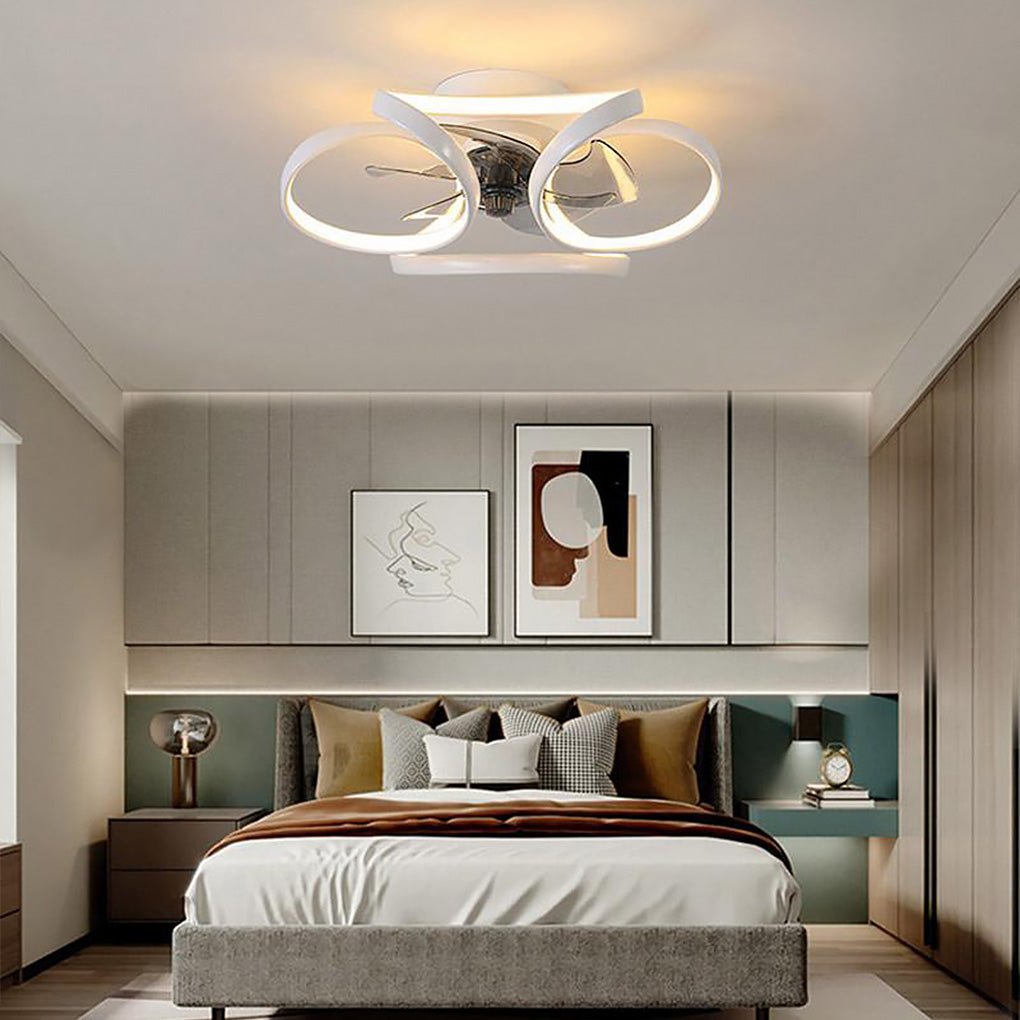 Modern Flower Design LED Flush Mount Ceiling Fan with Remote Control and 3 Speed Settings