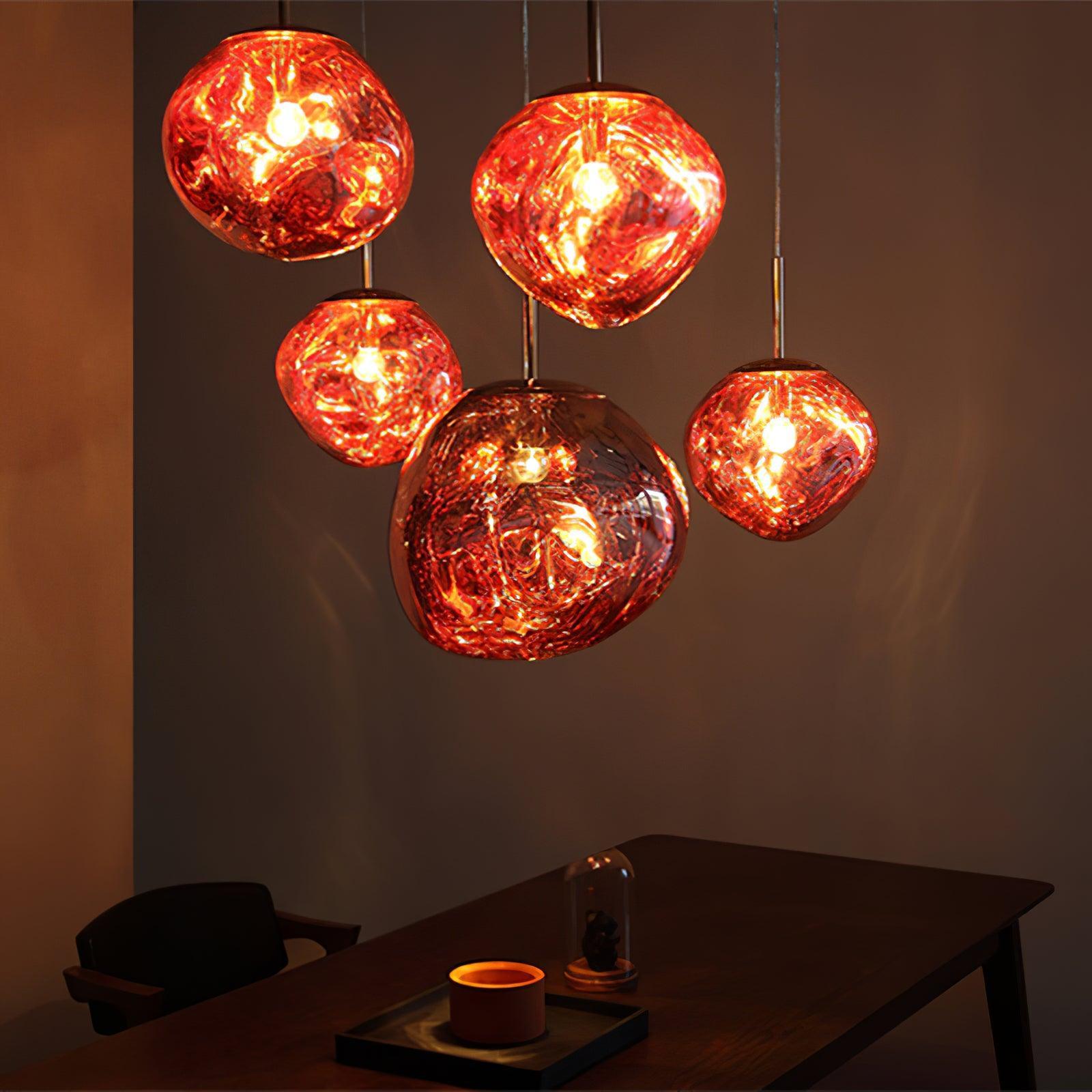 Multi Head Lava Melting Glass Pendant Light Round Ceiling Chandelier for Modern Interiors