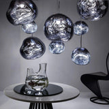 Multi Head Lava Melting Glass Pendant Light Round Ceiling Chandelier for Modern Interiors