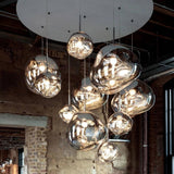 Multi Head Lava Melting Glass Pendant Light Round Ceiling Chandelier for Modern Interiors