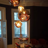 Multi Head Lava Melting Glass Pendant Light Round Ceiling Chandelier for Modern Interiors