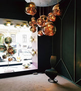 Multi Head Lava Melting Glass Pendant Light Round Ceiling Chandelier for Modern Interiors